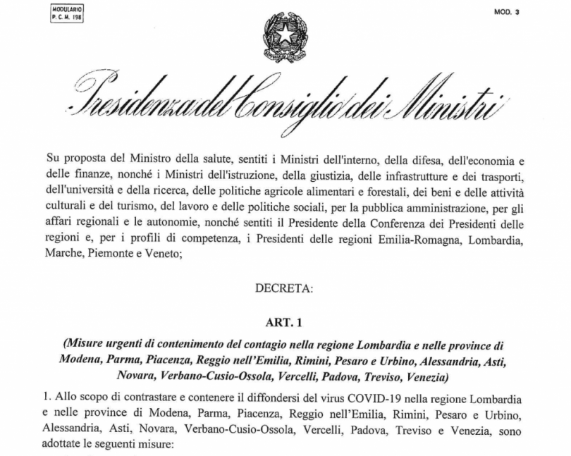 Il Monferrato > Il Testo Del Decreto Del Presidente Del Consiglio Dei ...